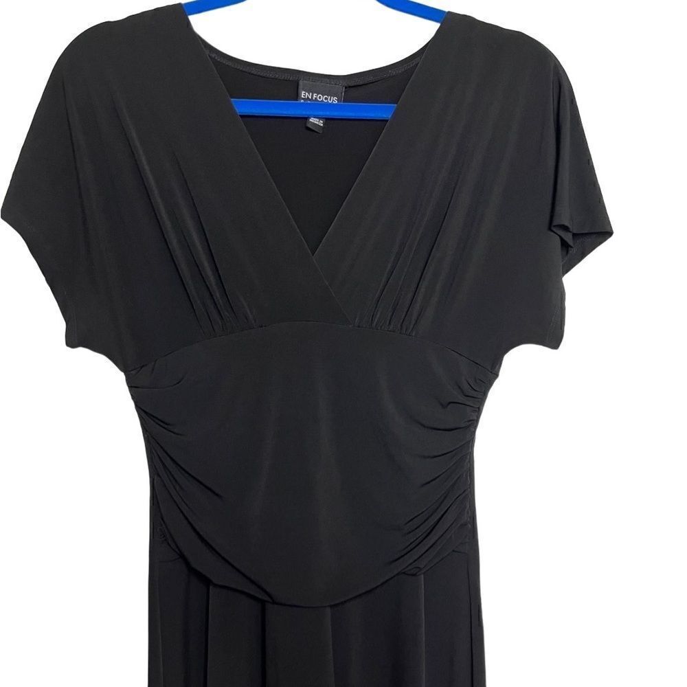 EnFocus Studio Flouncy Short Sleeve Mini Dress Black Size 6